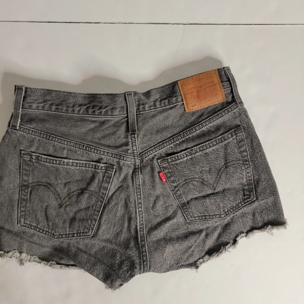 Levi's 501 Denim Shorts Sz 28 Cut-Off Gray Button Fly